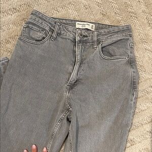 Abercrombie & Fitch Women's Mom High Rise Grey Jeans